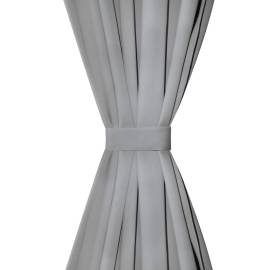 Draperii micro-satin cu bride 2 buc, 140 x 245 cm, gri, 3 image