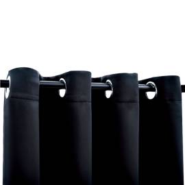 Draperii opace cu inele metalice, 2 buc., negru, 140 x 225 cm, 4 image