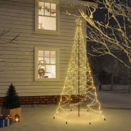 Pom de crăciun cu stâlp de metal, 500 led-uri, alb cald, 3 m
