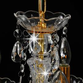 Candelabru cu mărgele de cristal, auriu, rotund, 5 x e14, 7 image