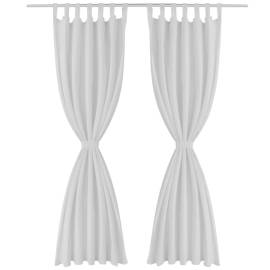 Draperii micro-satin cu bride, 2 buc., 140 x 225 cm, alb, 2 image