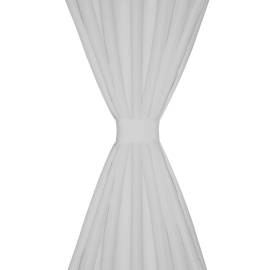Draperii micro-satin cu bride, 2 buc., 140 x 225 cm, alb, 3 image