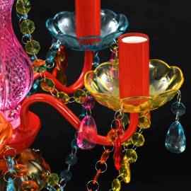 Lustră cristal artificial pentru 5 becuri multicoloră, 5 image