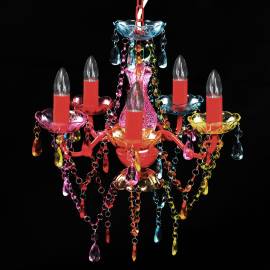 Lustră cristal artificial pentru 5 becuri multicoloră, 3 image