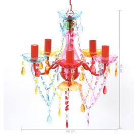 Lustră cristal artificial pentru 5 becuri multicoloră, 9 image