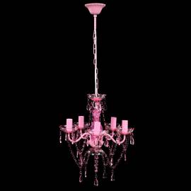Lustră roz de cristal artificial cu 5 becuri, 2 image