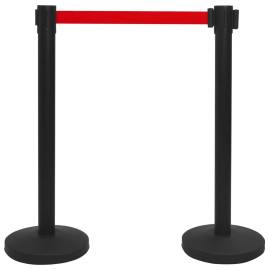 Stâlp cu bandă, barieră pentru aeroport, negru, oțel, 2 image