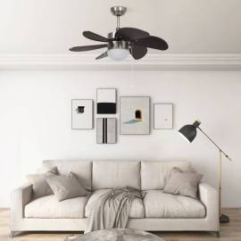 Ventilator de tavan cu iluminare, maro închis, 76 cm