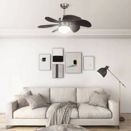 Ventilator de tavan cu iluminare, maro închis, 76 cm, 3 image