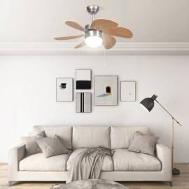 Ventilator tavan cu iluminare, maro deschis, 76 cm, 3 image