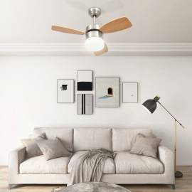 Ventilator tavan cu iluminare/telecomandă, maro deschis, 76 cm, 3 image