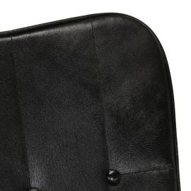Scaun balansoar cu taburet, negru, piele naturală, 5 image