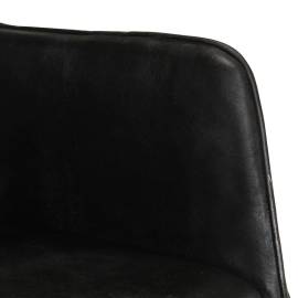 Scaun balansoar cu taburet, negru, piele naturală, 7 image