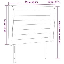 Tăblie de pat cu aripioare gri deschis 93x23x118/128 cm catifea, 9 image