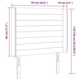 Tăblie de pat cu led, gri deschis, 93x16x118/128 cm, catifea, 6 image