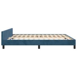 Cadru de pat cu tăblie, albastru închis, 180x200 cm, catifea, 7 image