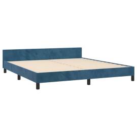 Cadru de pat cu tăblie, albastru închis, 180x200 cm, catifea, 5 image