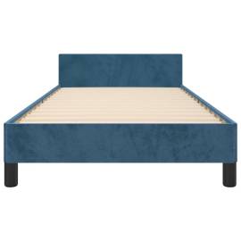 Cadru de pat cu tăblie, albastru închis, 90x200 cm, catifea, 6 image