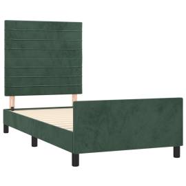 Cadru de pat cu tăblie, verde închis, 90x200 cm, catifea, 4 image