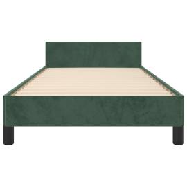 Cadru de pat cu tăblie, verde închis, 90x200 cm, catifea, 6 image