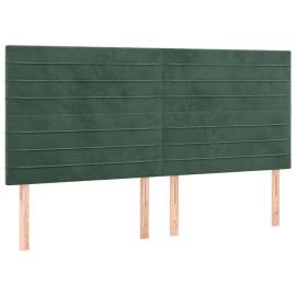 Tăblie de pat cu led, verde închis, 180x5x118/128 cm, catifea, 4 image