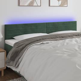 Tăblie de pat cu led, verde închis, 180x5x78/88 cm, catifea