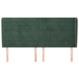 Tăblie pat cu aripioare verde închis 183x23x118/128 cm catifea, 3 image