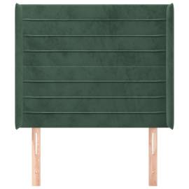 Tăblie pat cu aripioare verde închis 93x16x118/128 cm catifea, 3 image
