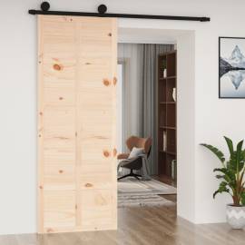 Ușă de hambar, 80x1,8x214 cm, lemn masiv de pin, 3 image