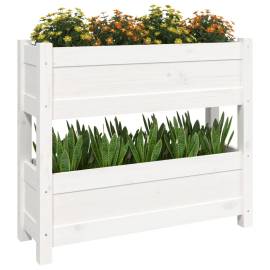 Jardinieră, alb, 77x25x66 cm, lemn masiv de pin, 4 image