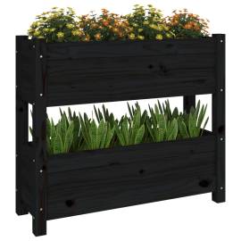Jardinieră, negru, 77x25x66 cm, lemn masiv de pin, 4 image