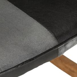 Scaun balansoar, negru, piele naturală și pânză, 8 image