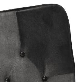 Scaun balansoar, negru, piele naturală și pânză, 5 image