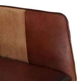 Scaun balansoar cu taburet, maro, piele naturală și pânză, 7 image