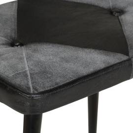 Scaun balansoar cu taburet, negru, piele naturală și pânză, 9 image