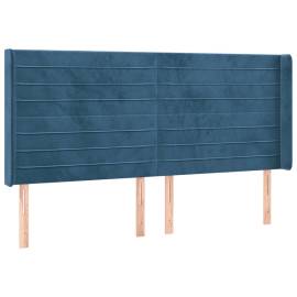 Tăblie de pat cu led, albastru închis, 183x16x118/128cm catifea, 3 image