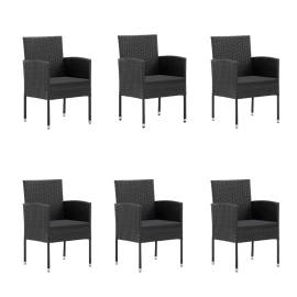 Set mobilier de grădină cu perne, 7 piese, negru, poliratan, 4 image
