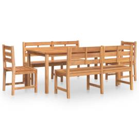 Set de sufragerie de grădină, lemn masiv de tec, 5 piese, 2 image