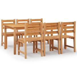 Set mobilier de grădină, 7 piese, lemn masiv de tec, 2 image
