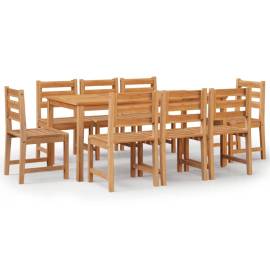Set mobilier de grădină, 9 piese, lemn masiv de tec, 2 image