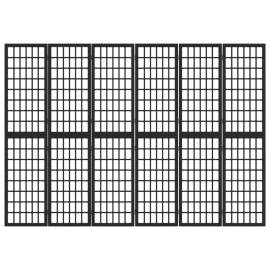 Paravan pliabil cu 6 panouri, stil japonez, negru, 240x170 cm, 3 image