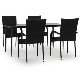 Set mobilier de grădină, 5 piese, negru, poliratan, 2 image