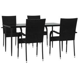 Set mobilier de grădină, 5 piese, negru, poliratan, 3 image