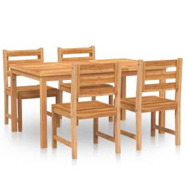 Set de sufragerie de grădină, lemn masiv de tec, 5 piese, 2 image