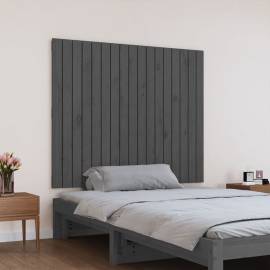 Tăblie de pat pentru perete, gri, 108x3x90 cm, lemn masiv pin, 3 image