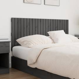 Tăblie de pat pentru perete, gri, 140x3x60 cm, lemn masiv pin, 3 image