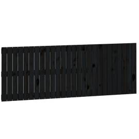 Tăblie de pat pentru perete, negru, 166x3x60 cm, lemn masiv pin, 2 image