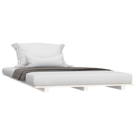 Cadru de pat, alb, 100x200 cm, lemn masiv de pin, 3 image