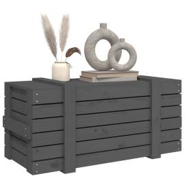 Cutie de depozitare, gri, 91x40,5x42 cm, lemn masiv de pin, 5 image