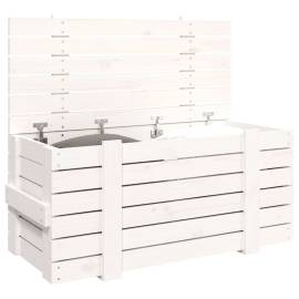 Cutie de depozitare, alb, 91x40,5x42 cm, lemn masiv de pin, 4 image
